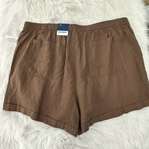 Old Navy womens NWT high rise shorts size 3X brown 55% linen timeless - Picture 5 of 10